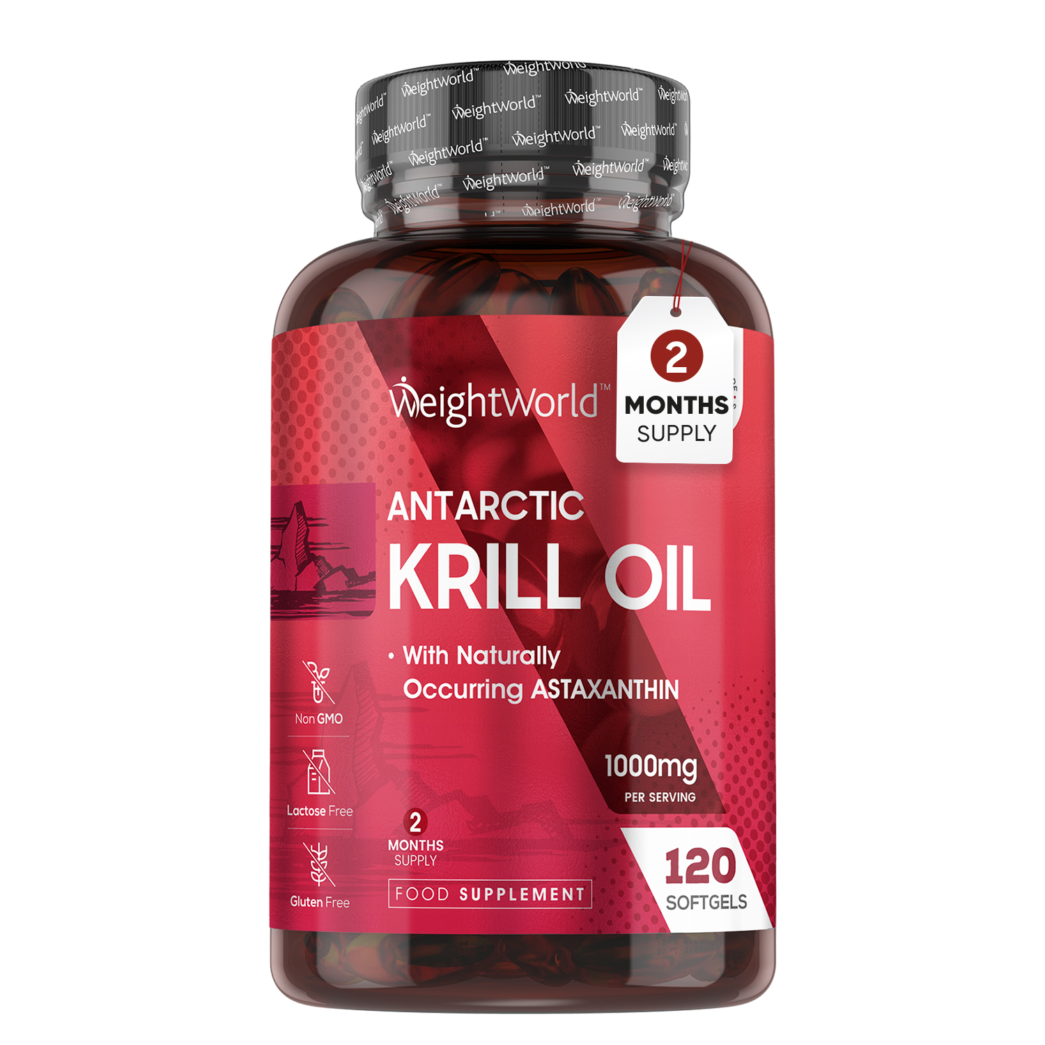 Antarctic Krill Oil 1000mg - 120 Softgels - Pure & Sustainable Omega-3 Source