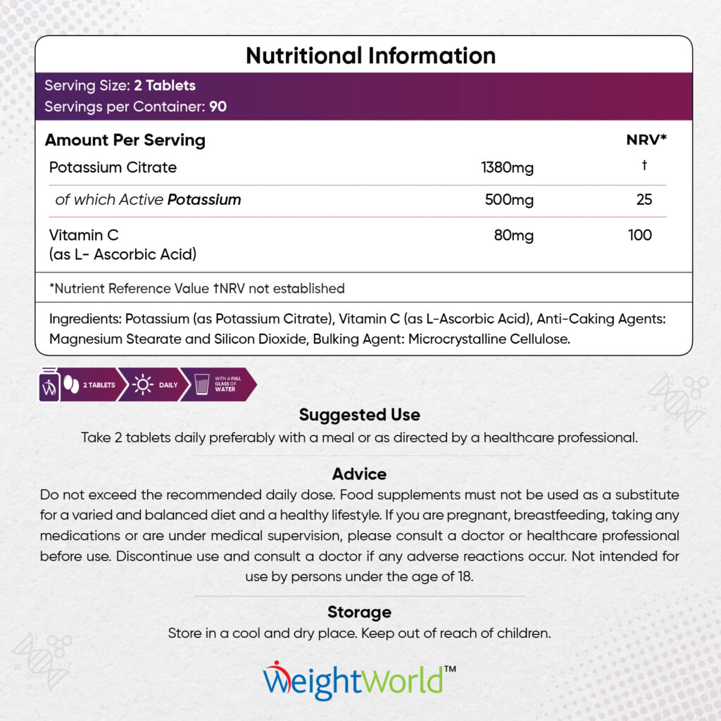 Potassium Citrate Tablets from EarthBiotics - Nutritional Information
