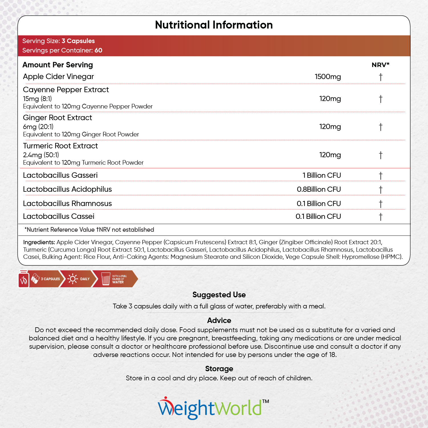 Apple Cider Vinegar Complex Capsules from EarthBiotics - Nutritional Information