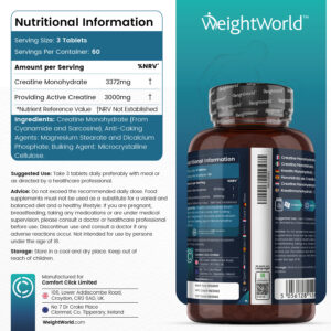 Creatine Monohydrate Tablets from EarthBiotics - Nutritional Information