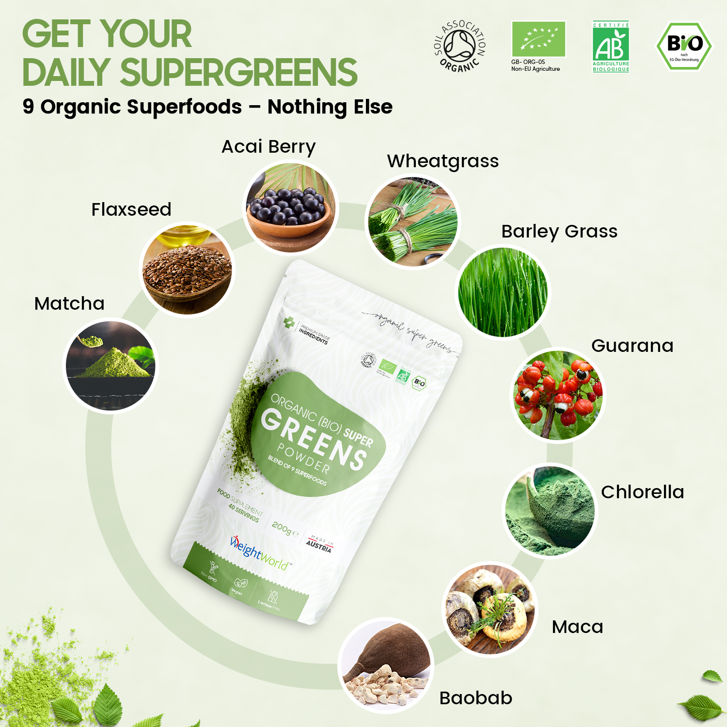 Organic Super Greens Powder from EarthBiotics - Active Contents