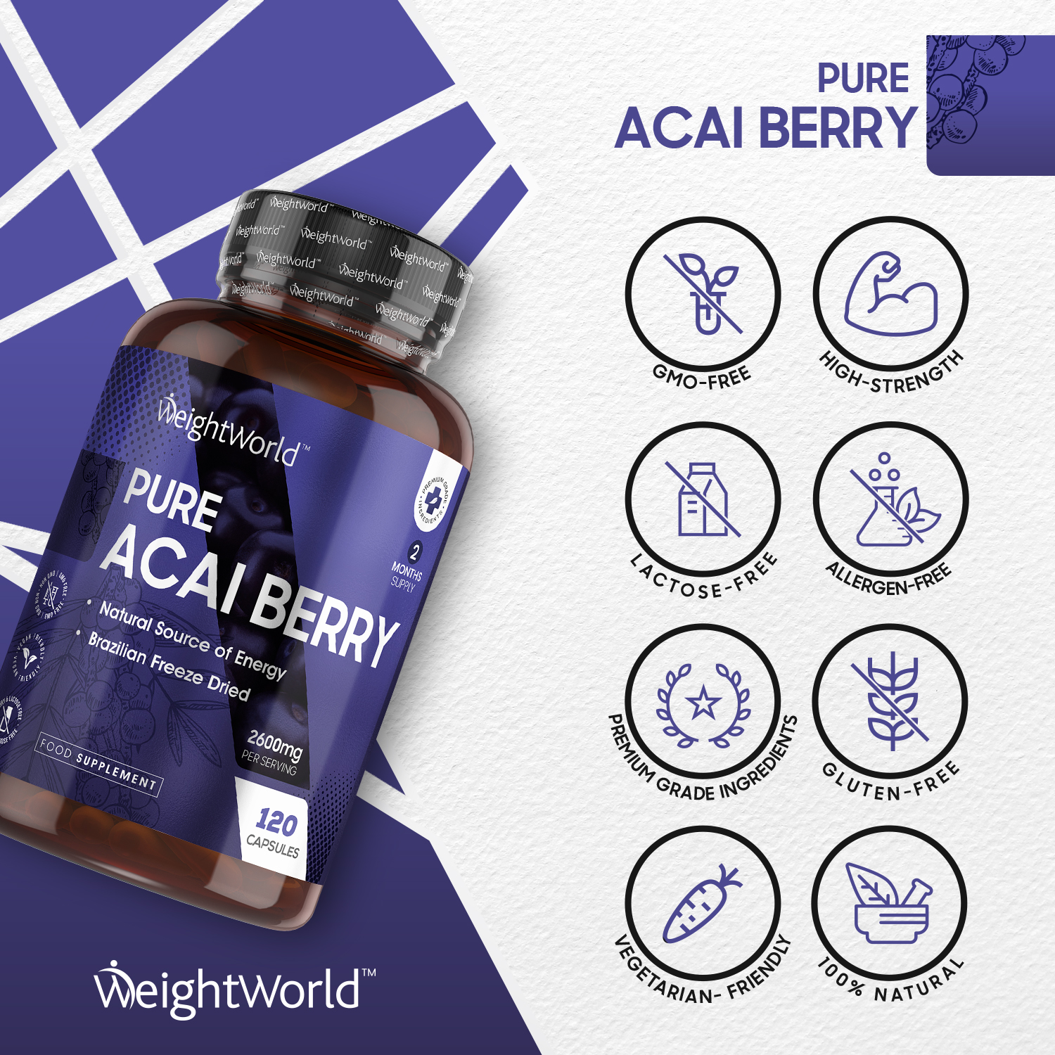 Acai Capsules from EarthBiotics - Simplified Nutritional Information