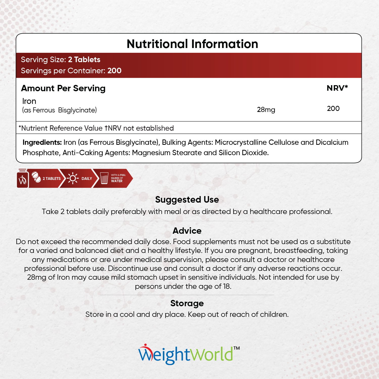 Iron Biglycinate Tablets from EarthBiotics - Nutritional Information